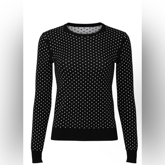 Theory Mini Black and White Polka Dot Wool Knit Sweater- Size P (0) - Picture 1 of 11